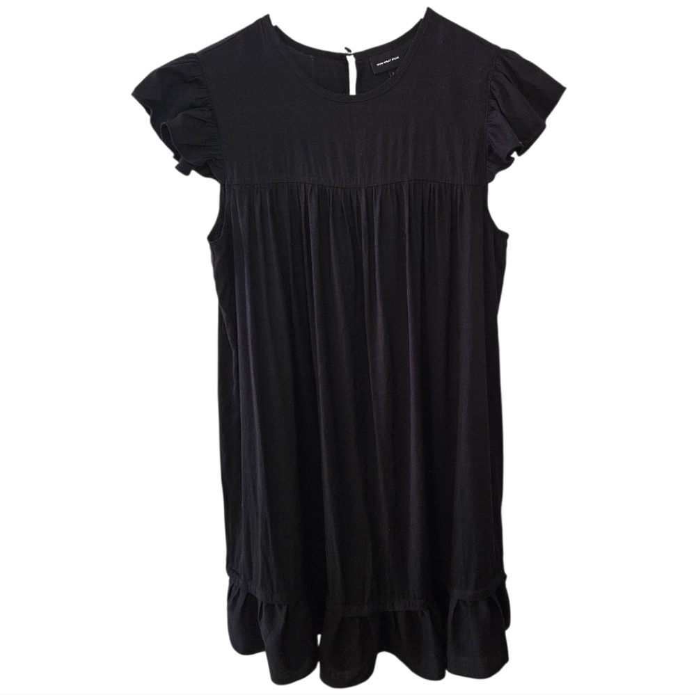 Who What Wear| Black Ruffle Sleeve Mini Babydoll Dress​​​​